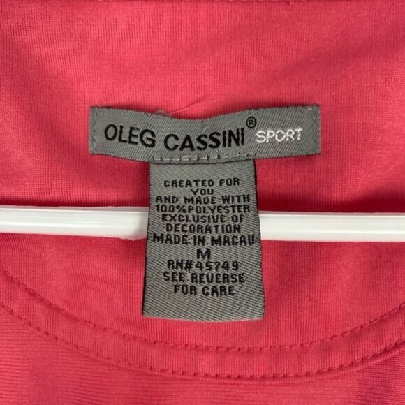 Oleg Cassini Sport Women's Jacket Full Zip Pockets Pink  Size M embroidery - Picture 3 of 9